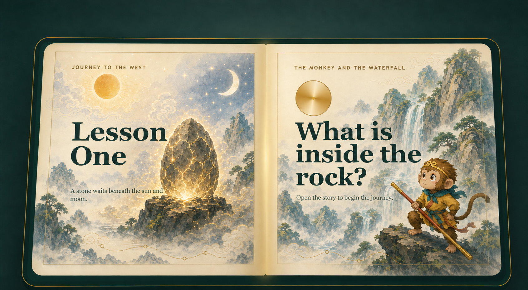 An open Journey to the West story book matching the lesson illustrations